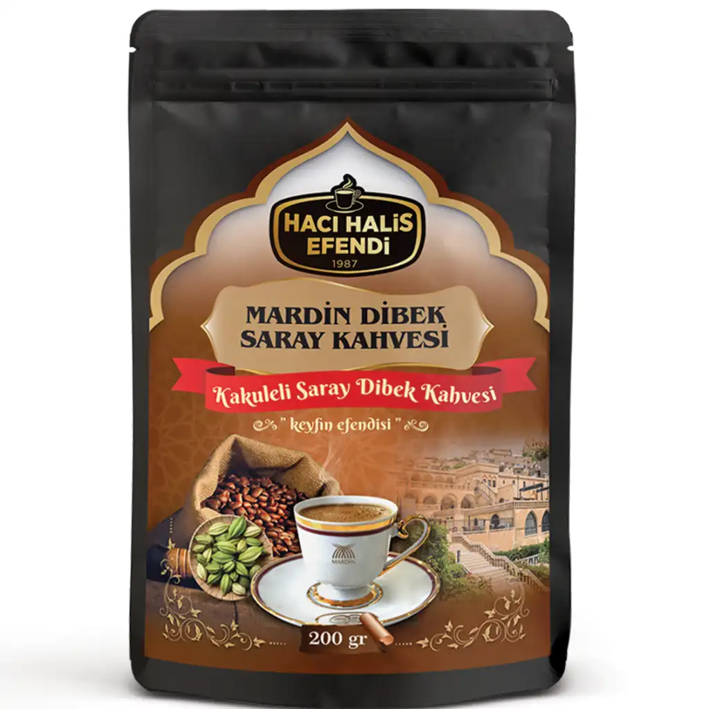 Ürün görseli: Hacı Halis Efendi Mardin Dibek Saray Kahvesi 200 gr 7 Karışımlı Yumuşak İçimli Doypack