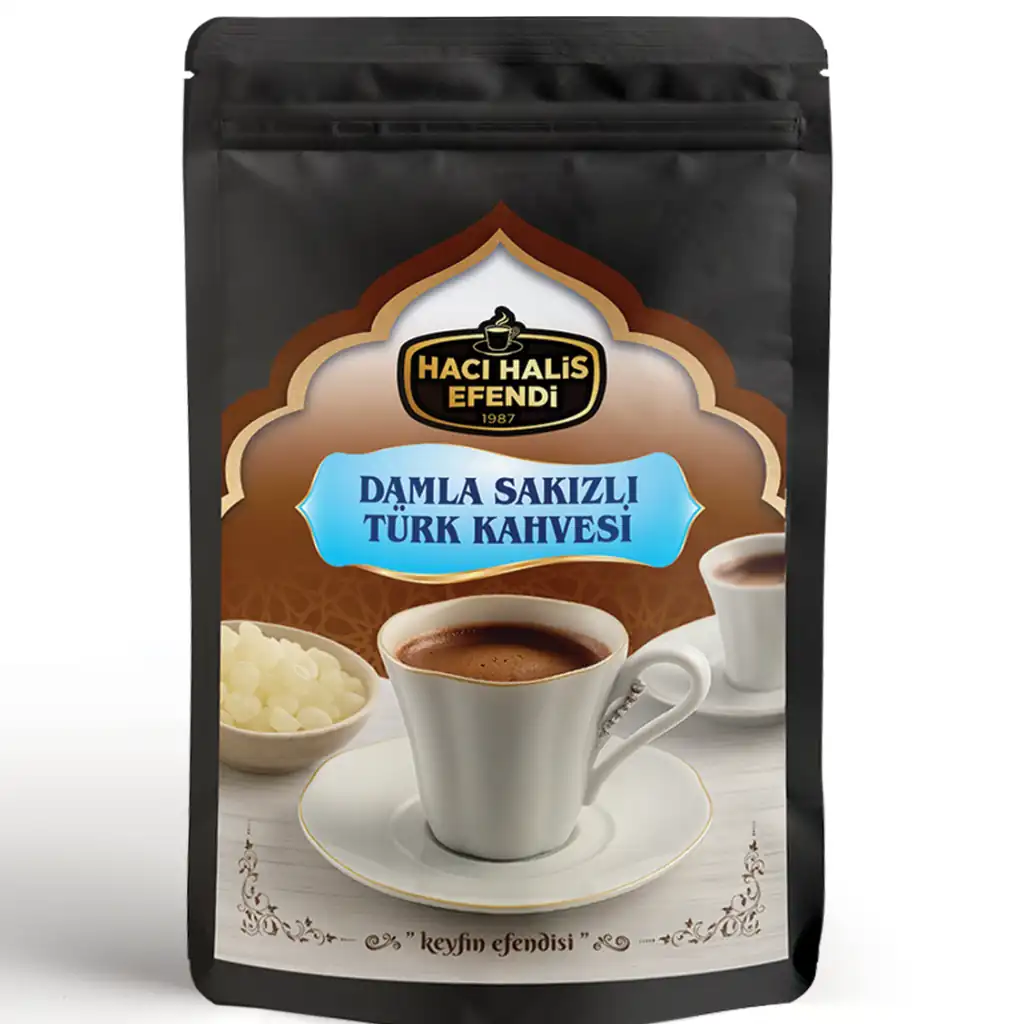 Ürün görseli: Hacı Halis Efendi Damla Sakızlı Türk Kahvesi Dökme Açık Sakız Aromalı Sade Kahve