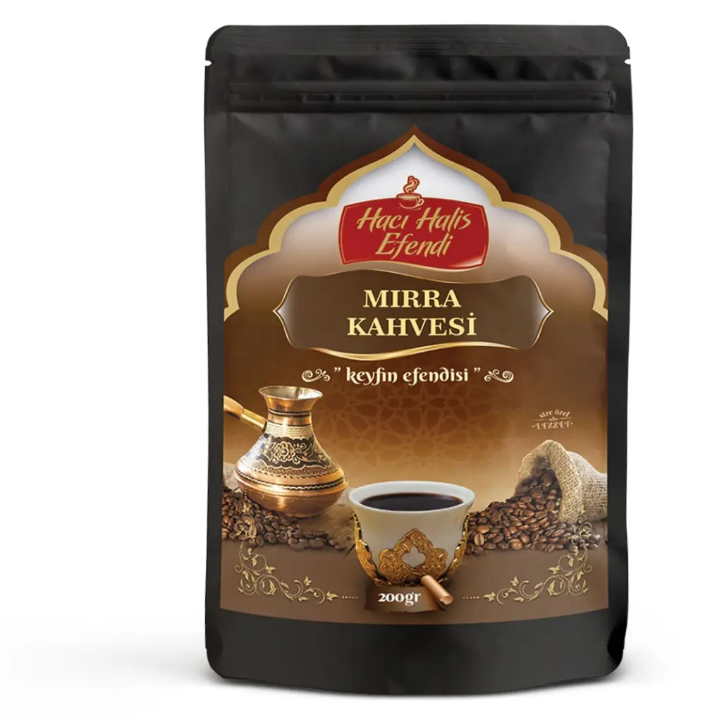 Ürün görseli: Hacı Halis Efendi Kakuleli Mırra Kahvesi Dökme Açık Çifte Kavrulmuş Acı Arap Kahvesi